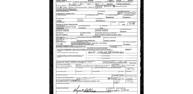 maxine death certificate